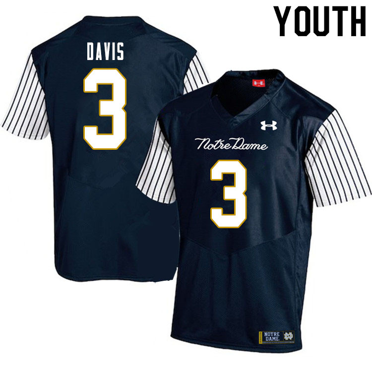 Youth #3 Avery Davis Notre Dame Fighting Irish College Football Jerseys Sale-Alternate